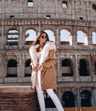 Женская парка с натуральным мехом PARKA BENGAL CREAM FOX